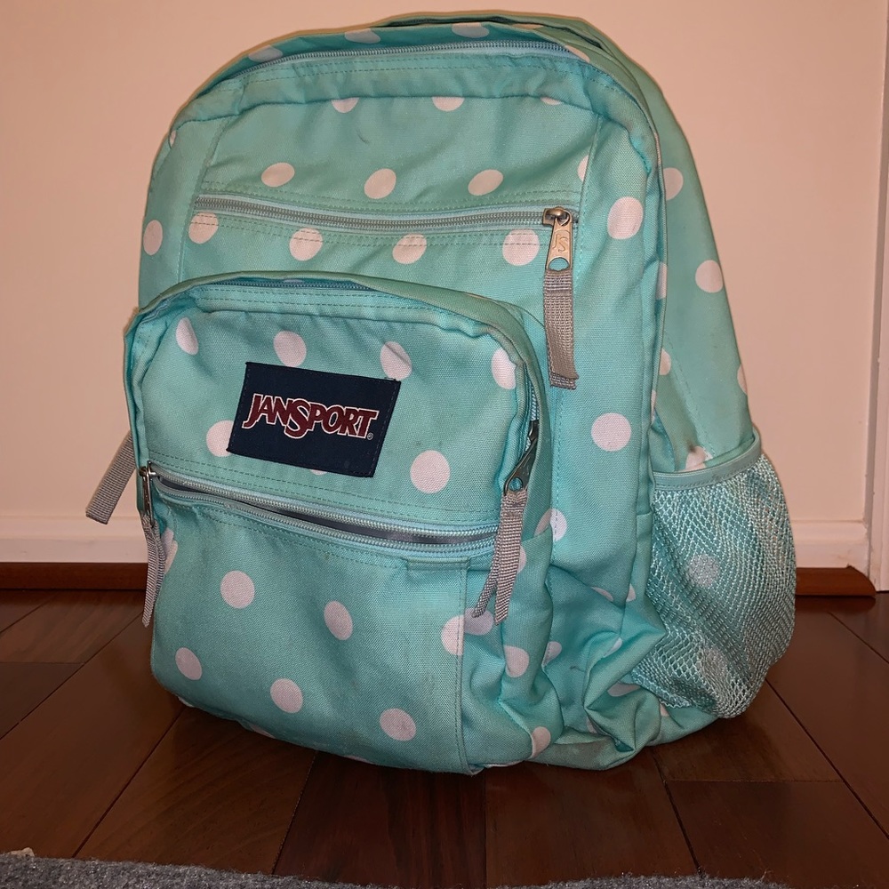 Mint Polka Dot Jansport Big Student Backpack